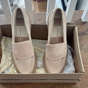 Dolce Vita Women Beige Suede Penny Loafers